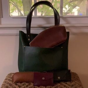 Portland Leather Goods Small Green Tote With Accessories - Brand New, Never Used